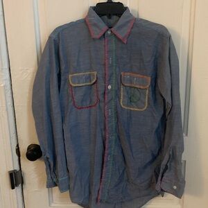 Vintage hand-embroidered chambray button down